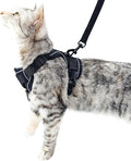 Cat Harness and Leash Set Escape Proof Tactical Small Kitten Harness Emotional Support Cat Vest, Black, S