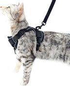 Cat Harness and Leash Set Escape Proof Tactical Medium Kitten Harness Emotional Support Cat Vest, Black, M