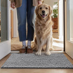EHEYCIGA Super Absorbent Dog Door Mat for Muddy Paws 48x30 Inch Indoor, Front Doormat Outside Entrance, Quick Dry Chenille Washable Dog Crate Bed, Non-Slip Pet Rug Mud Mat Outdoor Entryway, Grey