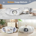 Cat Tunnel Bed for Indoor Cats - Christmas Tree Skirts Washable Warm Soft Indoor Cat Donut Tunnel, Multifunctional Cat Interactive Playground Toys for Felines Pet Christmas Tree Decoration