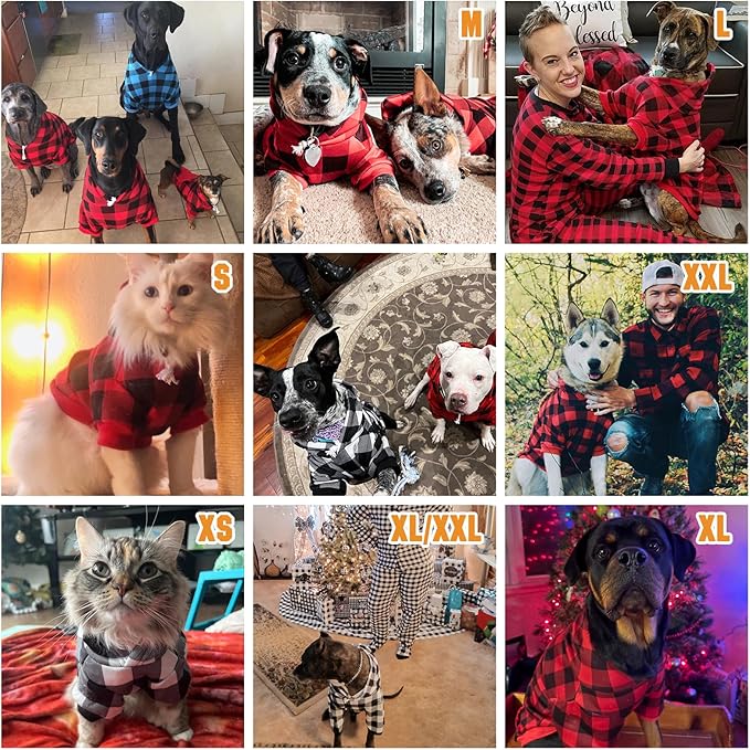 KOOLTAIL Plaid Dog Hoodie Pet Clothes Sweater with Hat and Pocket for Small Medium Large Size Dogs, Soft Winter Warm Dog Cold Weather Coat, Fleece Fall Dog Hooded Sweatshirt for Puppy Cats, Red XXL