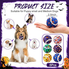 Civaner 6 Pcs Halloween Dog Toys Bulk, 2.5 Inch Squeaky Tennis Balls for Small Medium Large Dogs Pets Puppy Chew Teething Toy Interactive Training Gifts Xmas Stocking Stuffers