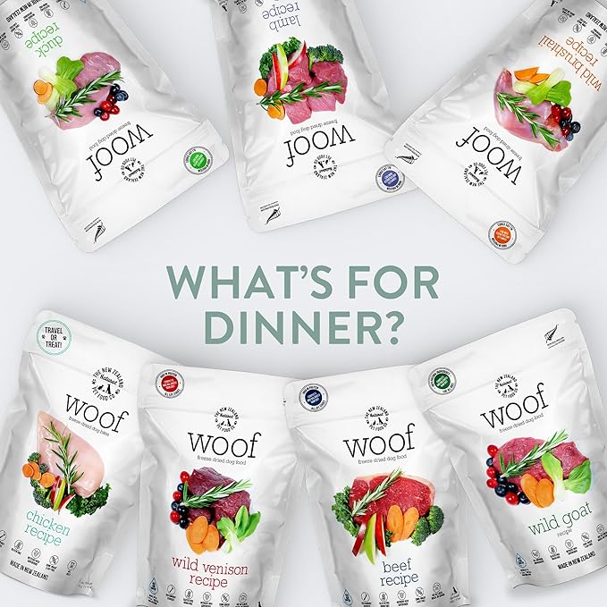 The New Zealand Natural Pet Food Co WOOF Freeze Dried Dog Food - Chicken Recipe, High Protein Dog Treats & Snacks, Dog Food Toppers & Meals, 2.2 lb