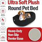 Majestic Pet 32 Inch Suede Shredded Memory Foam Mix Calming Medium Dog Bed Washable 32 x 23 x 7 (Inch) - Cozy Soft Round Donut Dog Bed with Spine for Head Support - Pet Bed Black