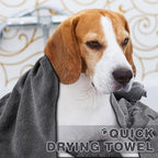 Chumia 4 Pack Dog Towels for Drying Large Microfiber Grooming Tools Absorbent Soft Bath Supplies with Embroidered Paw for Small Medium Pet Products(16 x 32 Inch,Gray)