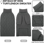 KOESON Extra Large Dog Sweater, Warm Soft XL Dog Sweater, Turtleneck Big Sweater for Large Dogs Girls and Boys, Cable Knitted Pet Knitwear with Sleeves for Fall, Winter and Spring, Grey, XLarge