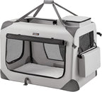 Feandrea 36 Inches Collapsible Soft Dog Crate, Portable Travel Dog Crate for Indoor and Outdoor Use, Dog Carrier Kennel with Safety Zippers, for Living Room, Car, Travelling, Smoke Gray UPDC090G02
