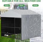 6.6 x 6.6 x 6.4 ft Outdoor Dog Kennels - Outside Dog Run Kennel with Waterproof Roof, Heavy Duty Outdoor Dog Enclosure with Rotating Feeding Bowls