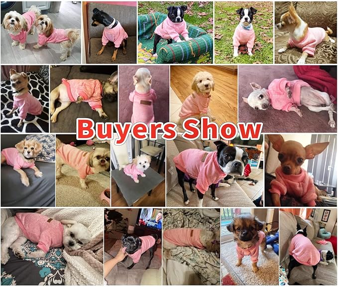 Idepet Pet Dog Classic Sweater, Fleece Coat for Small,Medium Dog,Warm Pet Dog Cat Clothes,Soft Puppy Customes 2 Color (S, Pink)