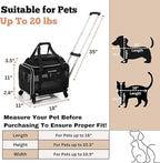 Airline Approved Top-Expanding Pet Carrier on Wheels- Extra Spacious Soft Lined Carrier! 18x11x11 (Black, Original Mesh Sides)