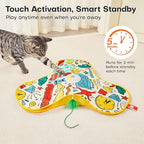 Potaroma Interactive Cat Feather Toys, Hide and Seek Concealed Moving Feather Wand, Rechargeable Touch Activated Indoor Kitten Exercise Kicker, Mouse Squeaky, Graffiti Cover