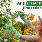 HANDLANDY Women Gardening Gloves, Scratch Resistant Breathable Ladies Rose Pruning Long Gauntlet Floral Print Garden Yard Gloves, Gift for Gardeners (Green, S)