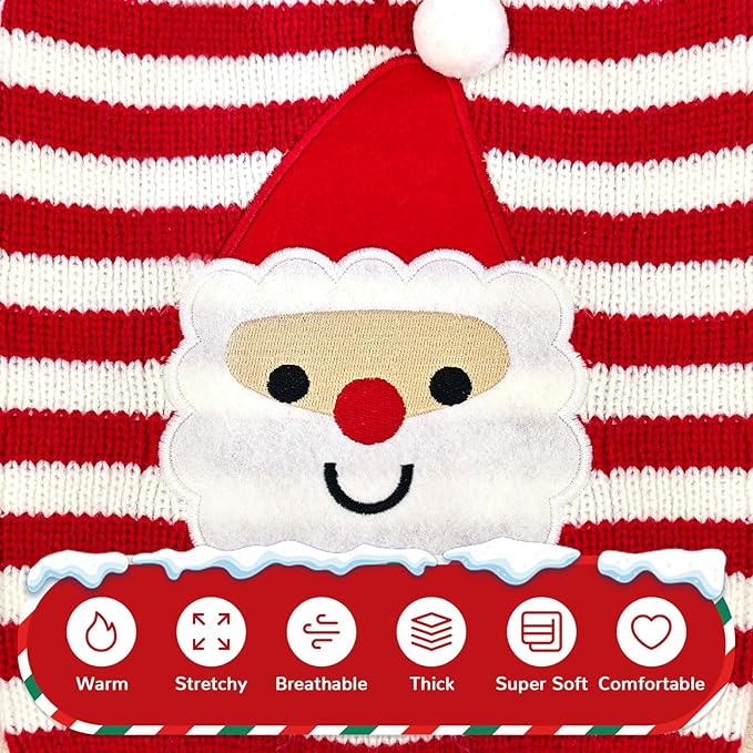 PETCARE Santa Dog Sweater Christmas Funny Cute Red Striped Cat Sweater Vest Pet Holiday Dog Clothes Puppy Sweaters for Small Medium Large Dogs Cats Fall Winter Outfits Xmas Dogs Costume,XX-Large