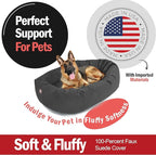 Majestic Pet 52 Inch Suede Calming Dog Bed Washable 52x35x11 (Inch) – Cozy Soft Round Donut Dog Bed with Spine Support for Dogs to Rest Their Head - Pet Bed X- Large – Gray (2025)