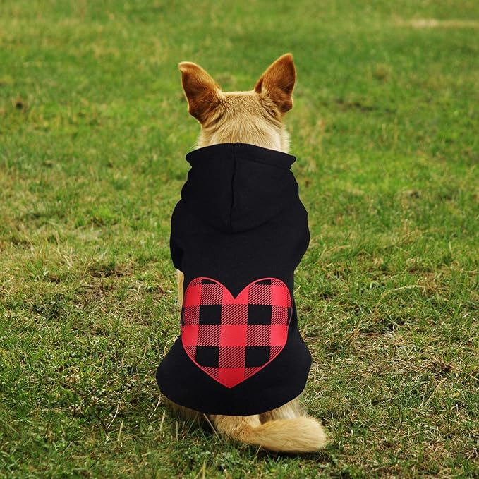 Dog Hoodie Dog Sweaters for Medium Dogs Pet Clothes Black Buffalo Plaid Warm and Soft Breathable Cozy(M)