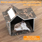 Outdoor Cat House Weatherproof, Large Feral Cat House for Winter, Collapsible Outdoor Cats Shelter in Winter with Door and Soft Mat, Easy to Assemble (Brown)