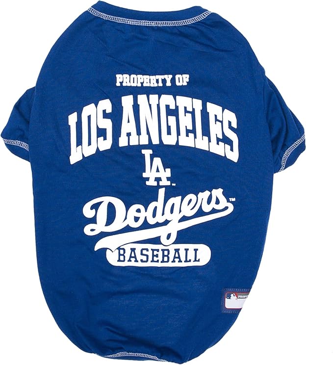 MLB LA Dodgers Dog T-Shirt, X-Small. - Licensed Shirt for Pets Team Colored with Team Logos. - Premium Stretchable Materials for The Comfort of Your Dog & cat.
