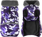 Dogcheer Warm Dog Coat, Waterproof Dog Jacket Christmas Puppy Winter Coat with Buckle, Reflective Adjustable Pet Snow Jacket Turtleneck Fleece Sweater for Small Medium Large Dogs - Camo Purple, 2XL