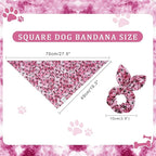 E-Clover Purple Dog Bandana & Matching Scrunchie Dog Paw Prints Pet Dog Scarf Cute Dog Costumes Accessories for Small Medium Large Dogs Lavender