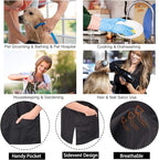 Noverlife Short Sleeves Pet Grooming Work Clothes with Full Zipper, M Size, Splash Proof Anti-Static Pet Beautician Smock, Dog Cat Groomer Cosmetologist Uniforms