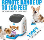 Dog Puzzle Feeder Toy, Automatic Dogs Treat Dispenser,Interactive IQ Training, Dog Slow Feeder,Remote Button Treat Dispenser,All Breeds,Large Capacity with Light (Blue)