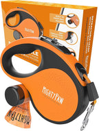Mighty Paw Retractable Leash with Built-in Poop Bag Holder | 16' Long Retractable Dog Leash for Small Dogs, Medium Breeds & Large Pets with Tape for Quick Control. Poop Bags Included