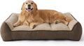 Bedsure XL Plus Orthopedic Dog Beds Large Sized Dog - Extra Thick Supportive Dogs Couch with Waterproof Washable Cover, Jumbo Comfort Pet Bed Sofa with Soft Plush Sherpa and Nonskid Bottom, Brown, 48"