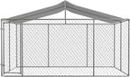 Outdoor Dog Enclosure,Heavy Duty Dog Kennel House Mesh Outside,Galvanized Chain Link Dog Run with Roof,Dog Cage Large Dogs,Dog Pen,Pet Kennel W/Waterproof Anti-UV Cover&Secure Lock for Large Dog