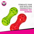 Chase 'n Chomp Squeak and Light Up Dumbbell Dog Toy, Mental & Physical Stimulation, Small, 2 Pack
