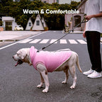 Fleece Lining Dog Hoodie with Harness Built in,Extra Warm Large Dog Jacket in Winter Doggie Coats with Hooded,Light Pink XXL
