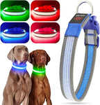 YFbrite Full Adjustbale LED Dog Collar, Full Illuminated Light up Dog Collars, Reflective Dog Collar Light Glowing in The Dark for All Dogs Safety (Large, Blue-2)