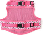 Mile High Life Dog Harness, Air Mesh Floral Vest Harness for 20 lbs Small Dogs & Cats, Easy Get on Adjustable Easy Closures Both Neck and Chest(Pink Flower, M Chest 18"-20")
