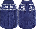 Warm Winter Pink Dog Sweater - Cold Weather Pet Clothes for Small Medium Large Dogs Indoor Outdoor, Soft Classic Knit Puppy Apparel Coat, Blue, XL