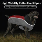 Dog Coat, Waterproof Ripstop Dog Winter Jacket with Leash Hole, Reflective Adjustable Warm Pet Fleece Snow Sweater for Small Medium Large Dogs - Red, M