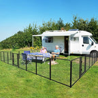 Dog Playpen Outdoor Extra Wide 32 Piece Panels Heavy Duty Dog Fence 40" Height Anti-Rust with Doors Portable for RV Camping Yard, Total 84FT, 561 Sq.ft, Snowy Black