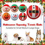 Civaner 6 Pcs Christmas Squeaky Tennis Balls for Dogs 2.5 Inch Bulk Dog Toys Ball for Small Medium Large Dogs Puppy Chew Teething Toy Interactive Training Xmas Gifts Stocking Stuffers (Santa)
