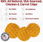 Riley's Waffles Chicken Chips for Dogs w Carrots - USA Sourced Chicken Dog Treats, Limited Ingredient Dog Treats, Dehydrated Jerky Treats Made in USA