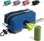 Dog Poop Bag Holder for Leashes - Dog Poop Bag Dispenser and Treat Holder with 2 Waterproof Pouches for Pet Waste Bags and Walking Accessories + 1 Free Roll - Leashrr 2.0 (Blue)