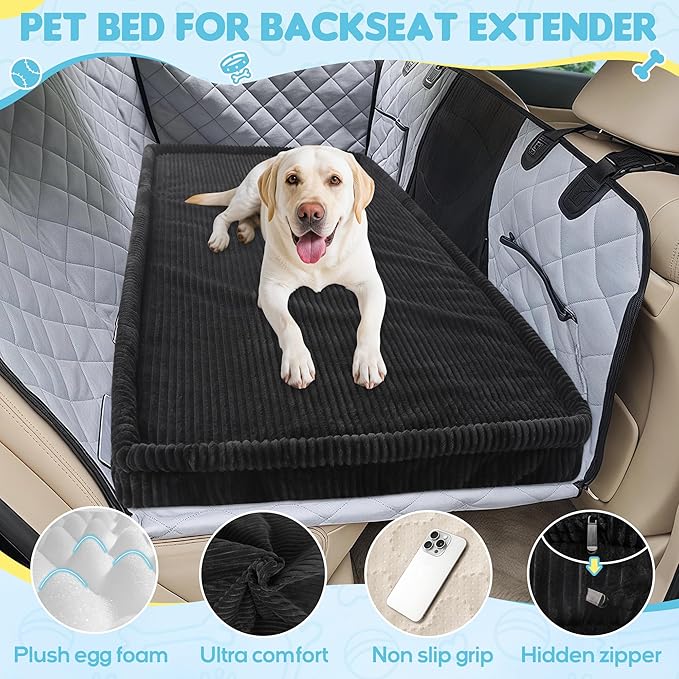 Dog Car Bed, Non-Slip Backseat Extender Pet Mat, Removable Washable Dog Bed for SUVs, Sedans & Trucks, Anti-Slip Travel Bed for Dogs, Easy Clean & Scratch-Proof & Comfort (56"x28.7")
