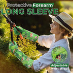 HANDLANDY Women Gardening Gloves, Scratch Resistant Breathable Ladies Rose Pruning Long Gauntlet Floral Print Garden Yard Gloves, Gift for Gardeners (Green, S)