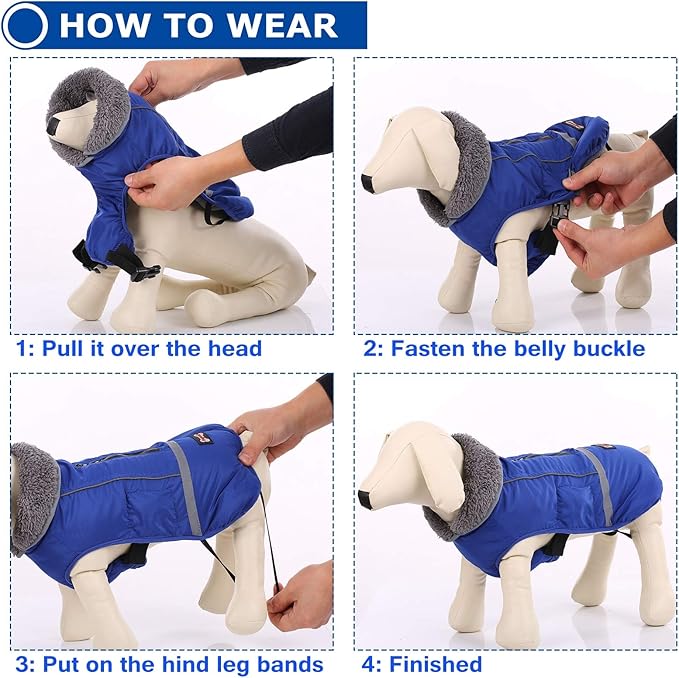 QBLEEV Warm Dog Coat Reflective Dog Jacket, Waterproof Dog Winter Coat Turtleneck Dog Clothes for Cold Weather, Thick Fleece Dog Snowsuit Christmas Dog Vest Pet Apparel for Small Medium Large Dogs 3XL
