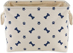 Bone Dry Pet Storage Collection Paw and Bone Print, Small Rectangle, 14x8x9", Nautical Blue