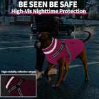 Dogcheer Dog Coat with Harness, Waterproof Warm Dog Winter Jacket with Pockets, Reflective Pet Fleece Jacket Turtleneck Snowsuit for Small Medium Large Dogs - Pink, 3XL