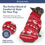 Spark Paws Christmas Dog Sweater – Ultra Soft Holiday Knit Sweater for Small, Medium & Large Dogs, Cute Pet Sweater for French Bulldogs & Big Dogs, Easy Potty V Cut Design Jacket - (Dasher Red,M)