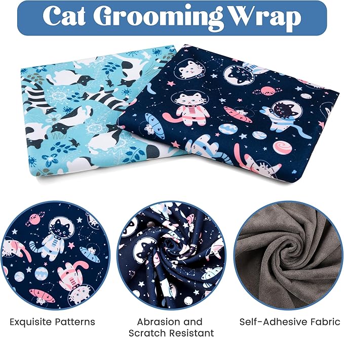 21.7" Cat Grooming Wrap, Cat Wrap for Cutting Nails, Anti-Scratch, Anti-Escape Calming Packaging, Cat Swaddle Wrap for Kittens, Large