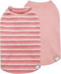 KYEESE 2Pack Waffle Dog Shirts for Small Dogs Stretchy T-Shirts Lightweight Tank Top Sleeveless Striped Vest Breathable Cat Tee, Medium, Pink+Striped