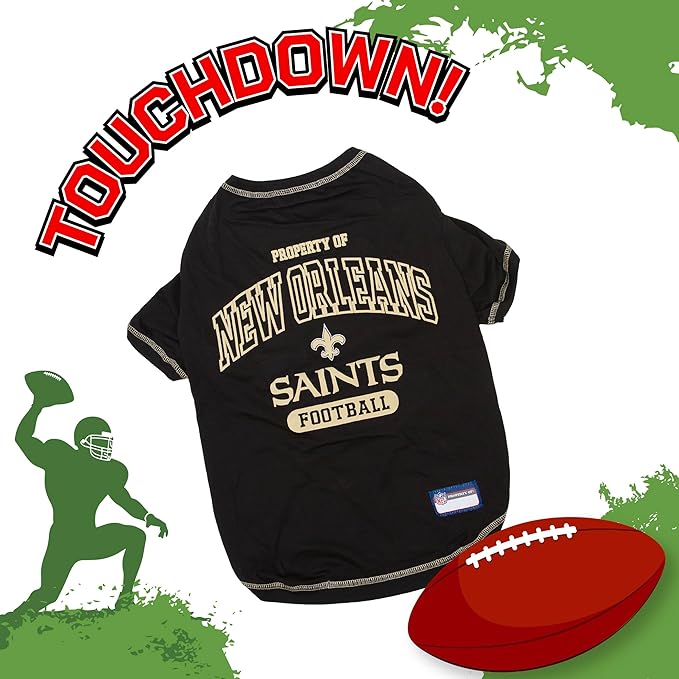 NFL New Orleans Saints Dog T-shirt Small. - Licensed Shirt for Pets Team Colored with Team Logos- Premium Stretchable Materials for the comfort of your Dog & Cat