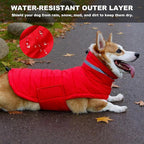 Dog Coat, Waterproof Winter Jacket, Warm Windproof Jacket, Reflective Adjustable Turtleneck Coats for Small Dogs with Hook & Loop - Red - S
