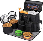 Dog Travel Bag, Airline Approved Pet Travel Bag with 2 Dog Treat Training Pouches for Weekend Pet Travel Supplies & Accessories, Black