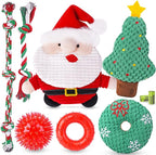 KIPRITII Puppy Toys for Xmas, 9 Pack Santa Dog Toy Set with Chew Toys, Squeaky Toys, Rope Toys & Rubber Teething Toy for Small Dogs and Puppies